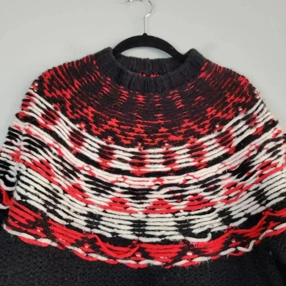 Denham Knit Sweater  Wool Alpaca Acrylic Blend Small Black Red White - Picture 3 of 7